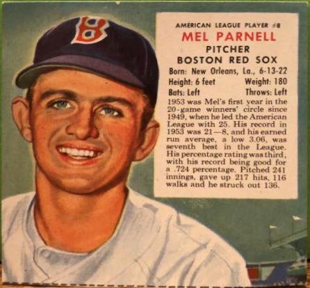 Mel Parnell #8 Baseball Cards 1954 Red Man Tobacco