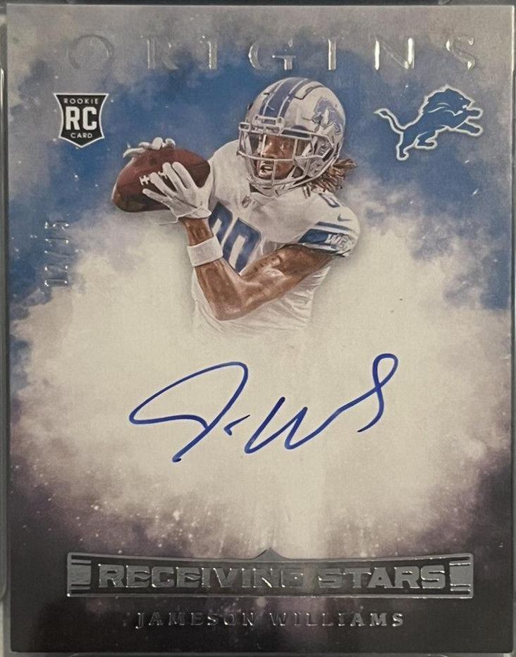 Jameson Williams #REC-JWI Football Cards 2022 Panini Origins Receiving Stars Signatures