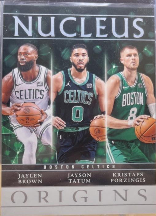 Jayson Tatum / Kristaps Porzingis / Jaylen Brown #5 Basketball Cards 2024 Panini Origins Nucleus
