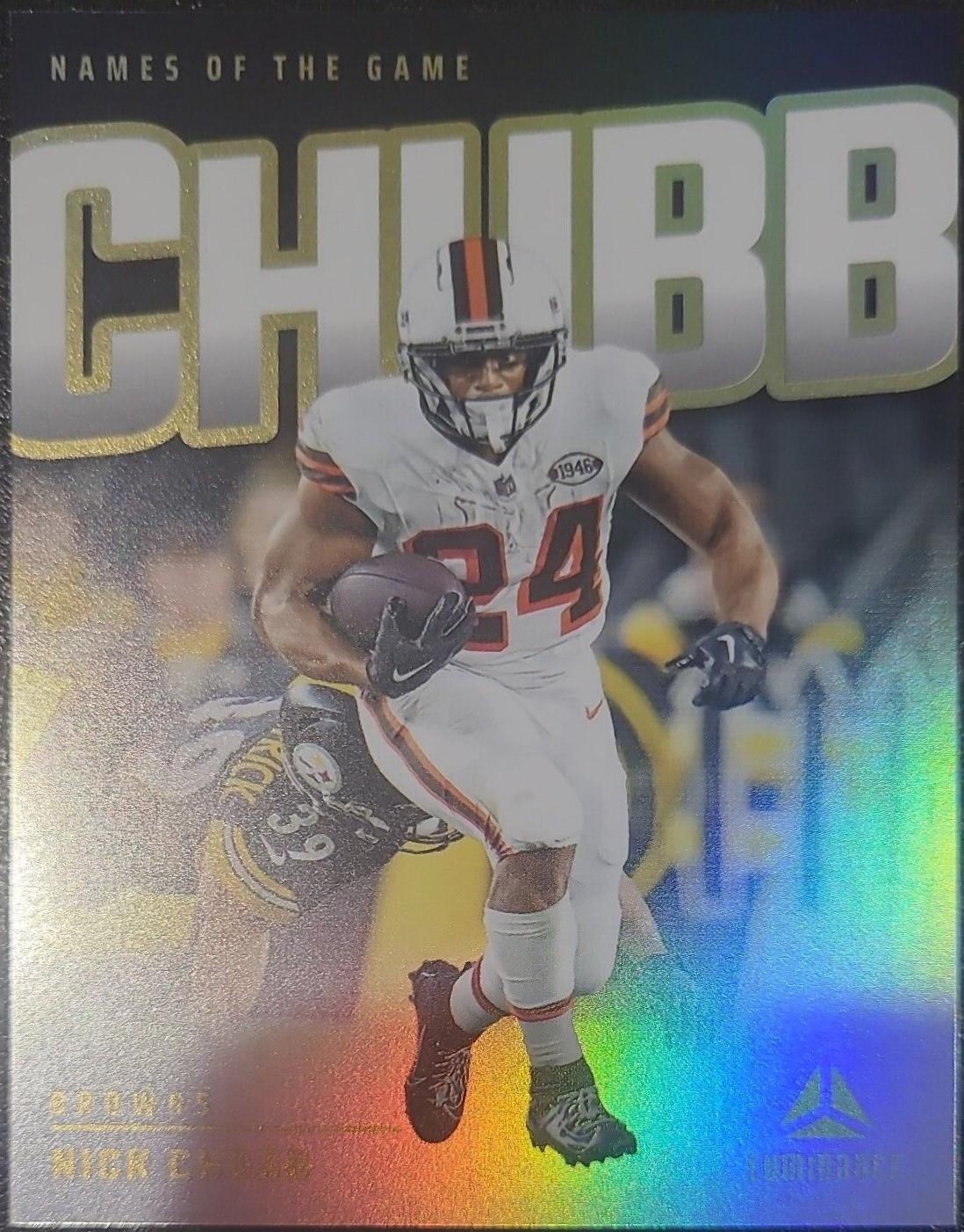 Nick Chubb #NG-NCB Football Cards 2024 Panini Luminance Names of the Game