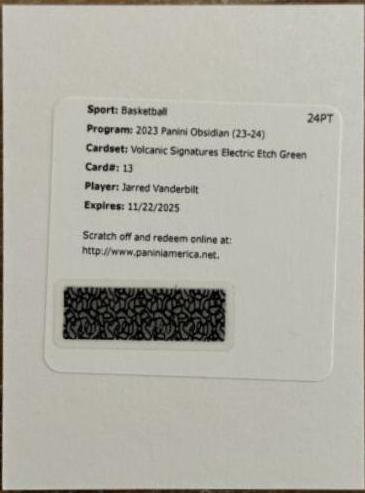 Jarred Vanderbilt [Green Electric Etch] #VS-VAN