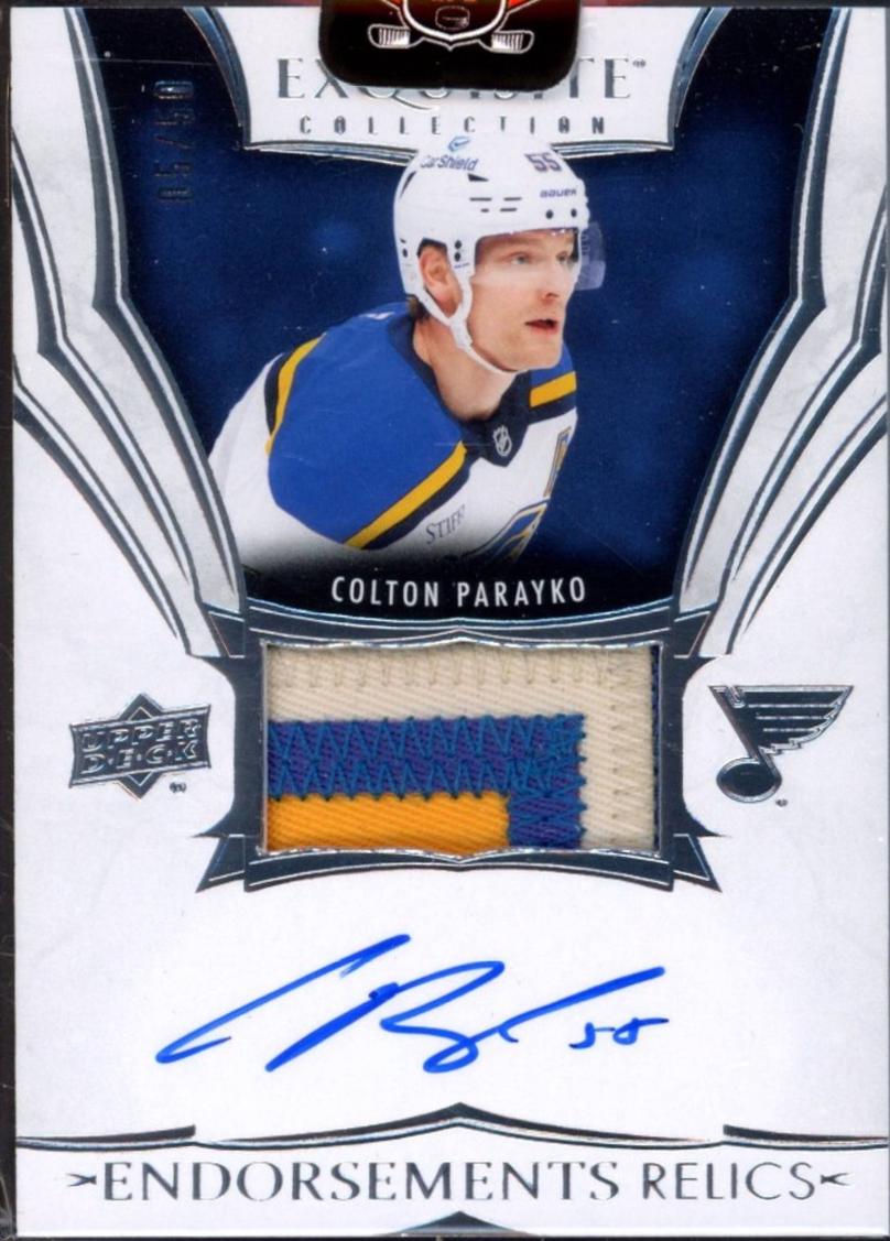 Colton Parayko #ER-PA 2024 Upper Deck The Cup Exquisite Collection Endorsements Relic Hockey