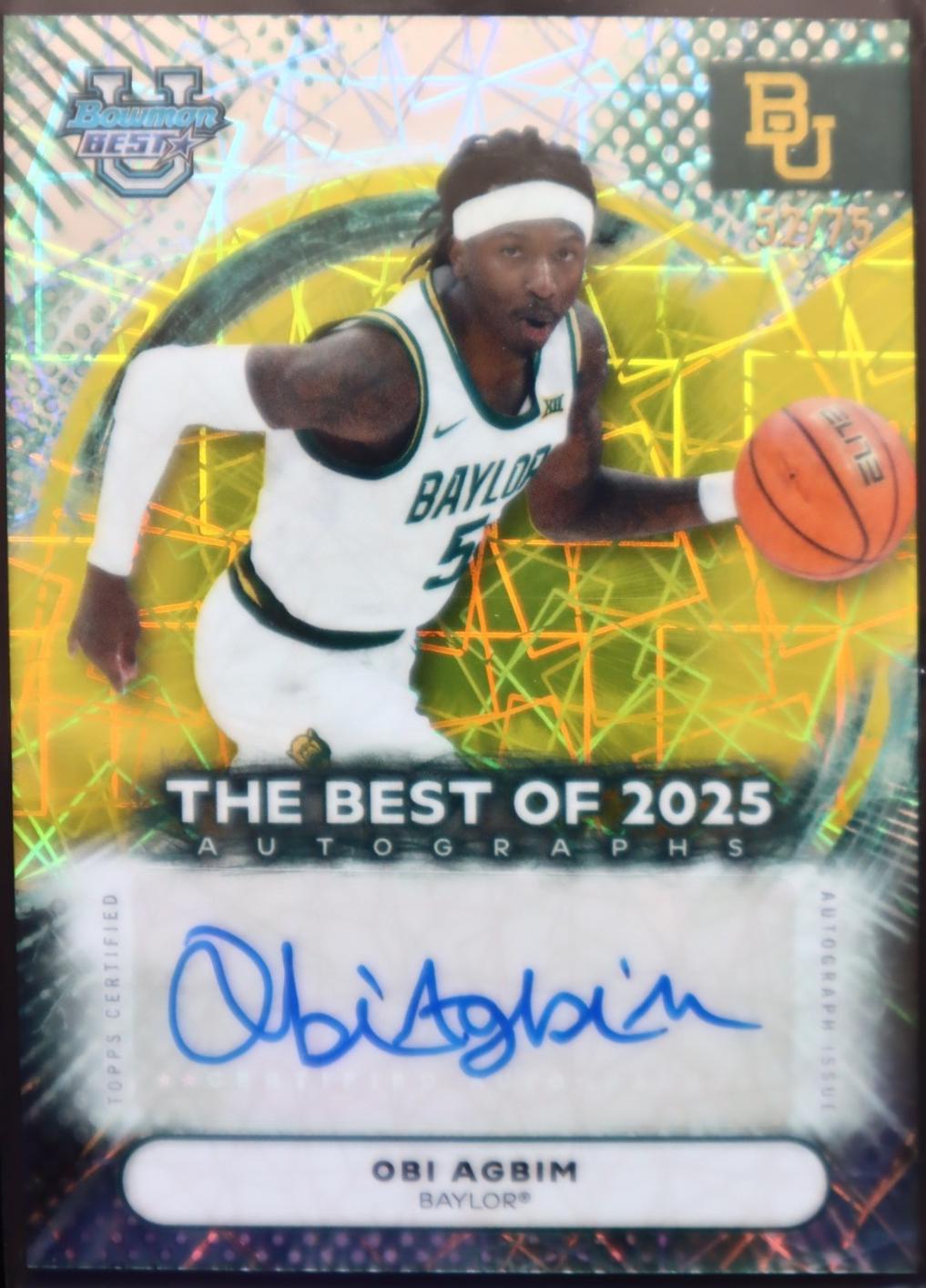 Obi Agbim #BA-OA 2025-26 Bowman University Best Basketball The Best of 2025 Autographs