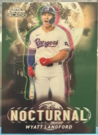 Wyatt Langford #NOC-28 Baseball Cards 2025 Topps Chrome Black Nocturnal
