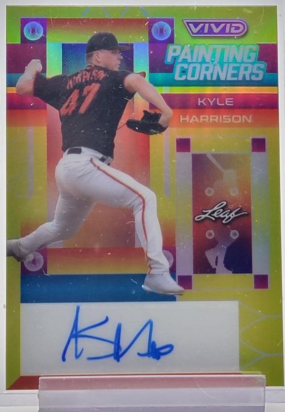 Kyle Harrison #PC-KH1 2022 Leaf Vivid Painting Corners Autograph Baseball