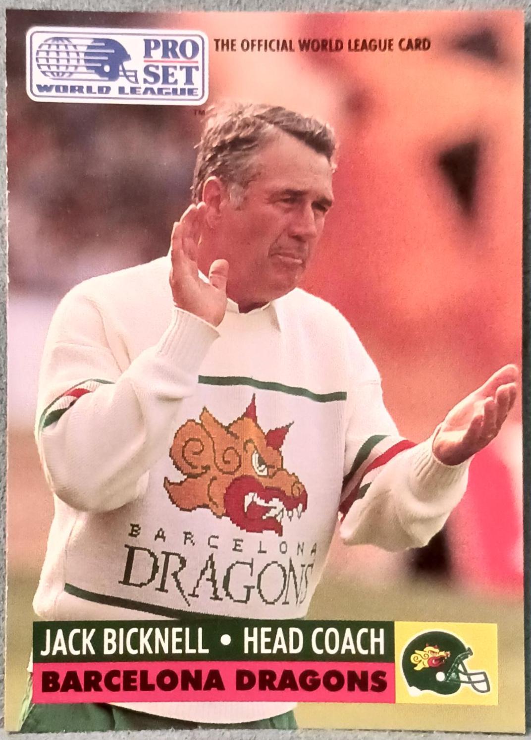 Jack Bicknell #43 1991 Pro Set Wlaf Football