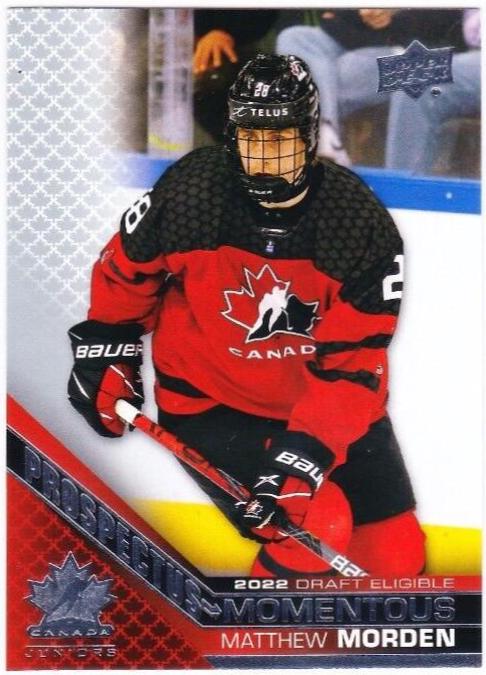 Matthew Morden #PM-14 Hockey Cards 2022 Upper Deck Team Canada Juniors Prospectus Momentous