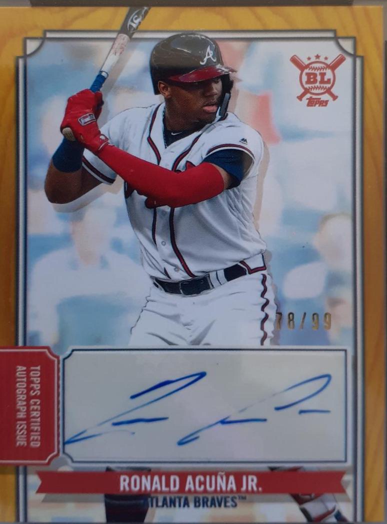 Ronald Acuna Jr. Big League Autograhs Gold #BLARA Baseball Cards 2019 Topps Big League Autographs