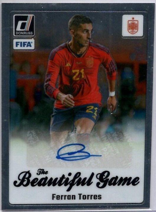 Ferran Torres #4 Soccer Cards 2023 Panini Donruss Beautiful Game Autograph