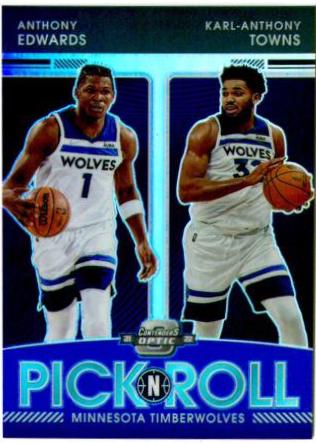 Karl Anthony Towns, Anthony Edwards #10 Basketball Cards 2021 Panini Contenders Optic Pick n Roll