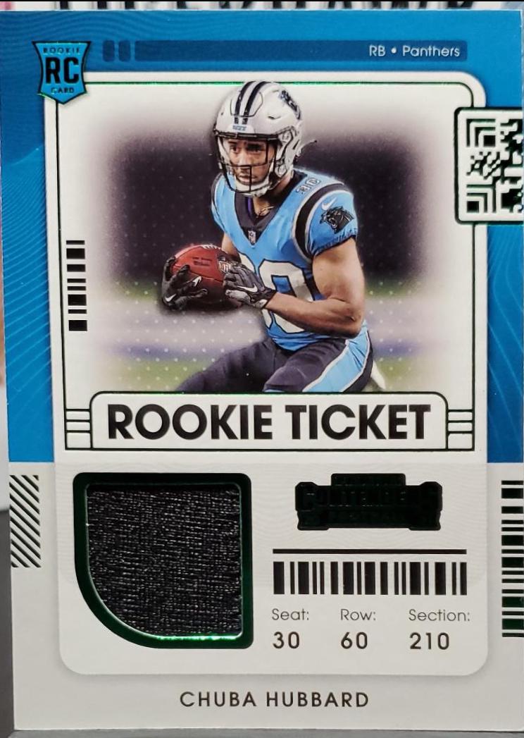 Chuba Hubbard #RTS-CHU Football Cards 2021 Panini Contenders Rookie Ticket Swatches