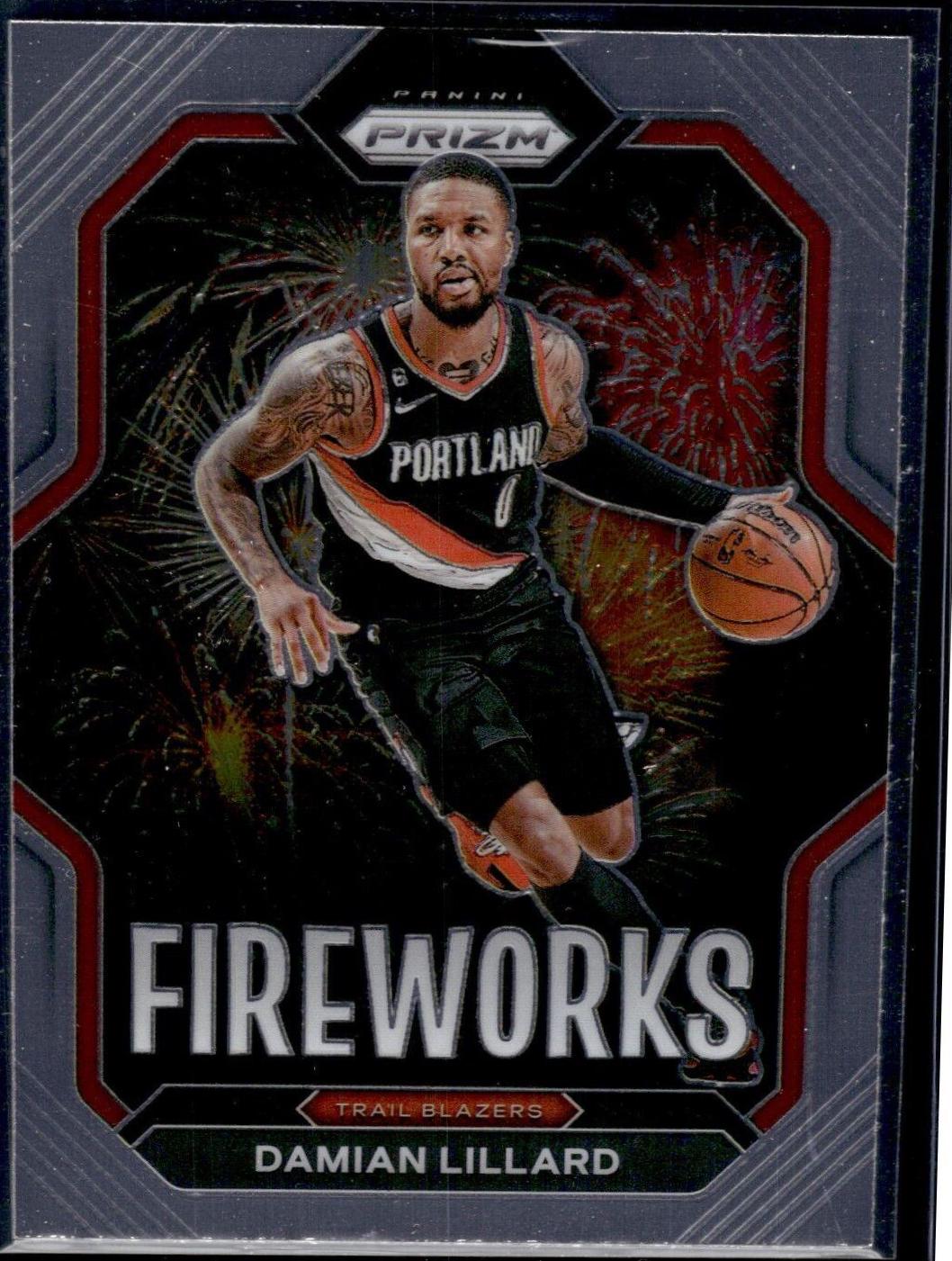 Damian Lillard #3 Basketball Cards 2022 Panini Prizm Fireworks
