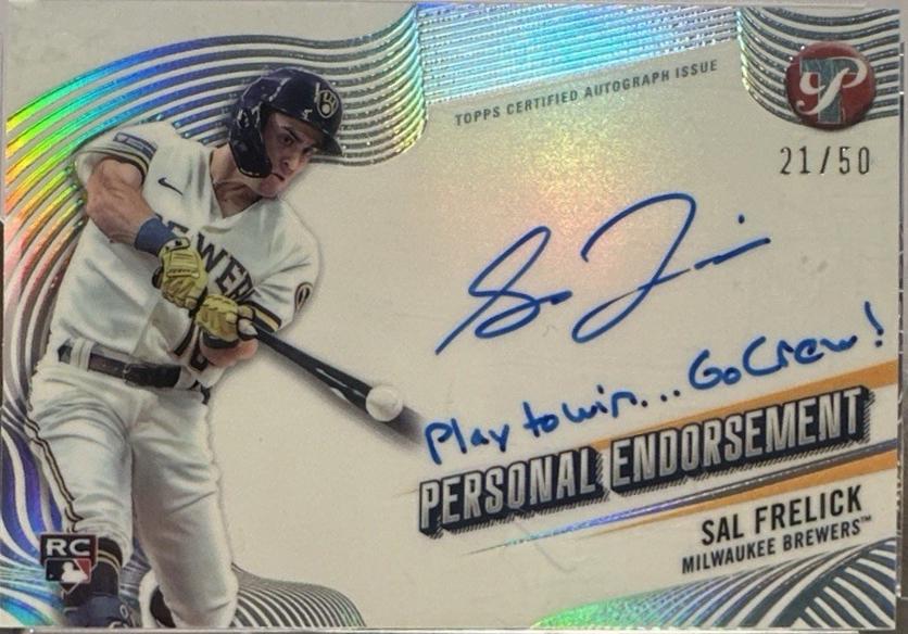 Sal Frelick #PEA-SF Baseball Cards 2024 Topps Pristine Personal Endorsements Autograph