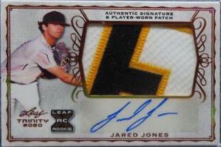 Jared Jones #PA-JJ1 2020 Leaf Trinity Patch Autographs Baseball