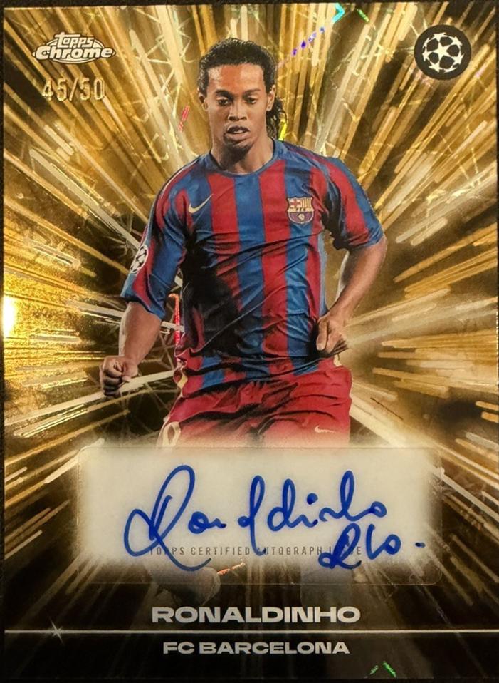 Ronaldinho #BLA-R10 2025 Topps Chrome UEFA Black Lazer Autograph