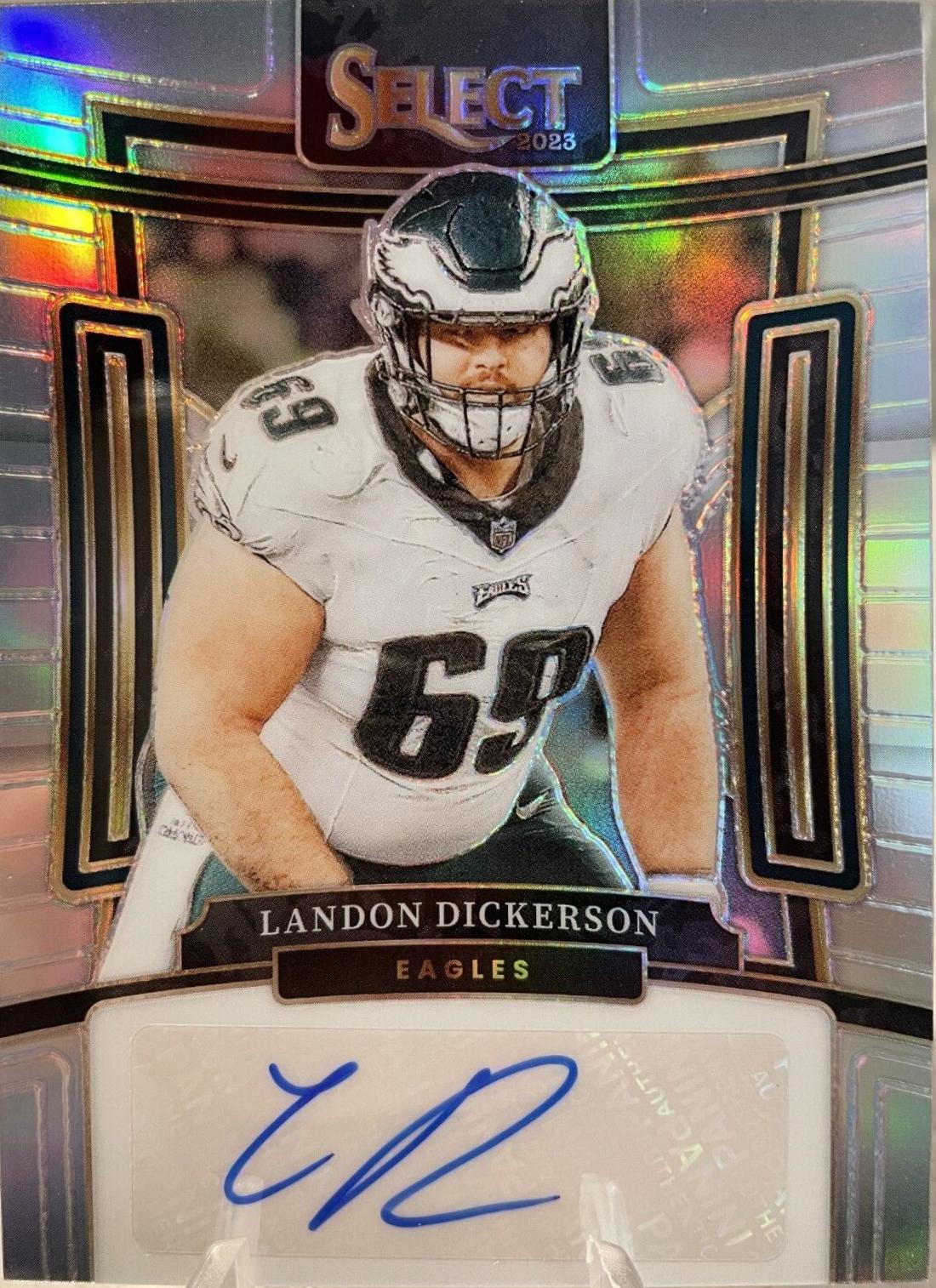Landon Dickerson #SIG-LDI Football Cards 2023 Panini Select Signatures Prizm