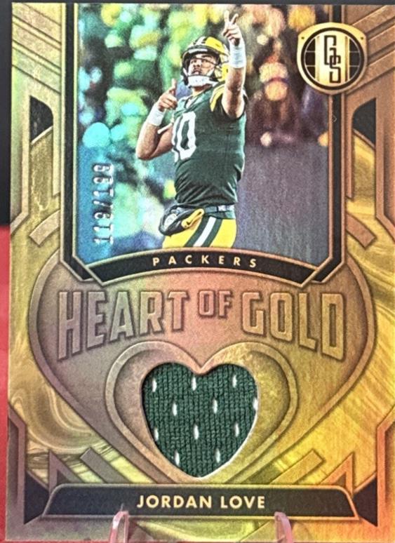 Jordan Love #HOGT-JLE Football Cards 2024 Panini Gold Standard Heart of Gold Thread