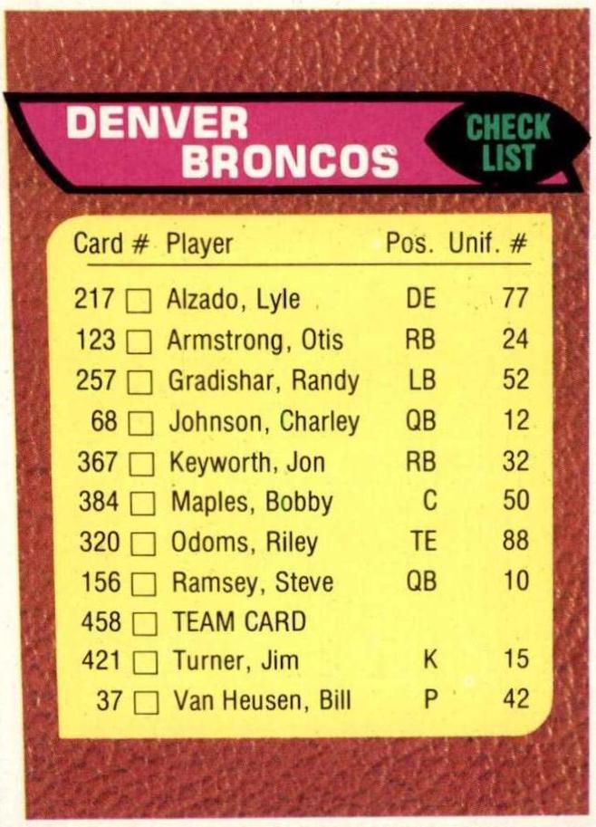 Broncos Checklist #458