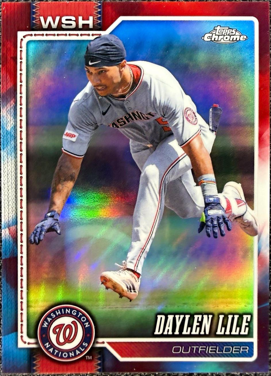 2026 Topps Chrome Daylen Lile [Red White Blue Refractor] #132 card
