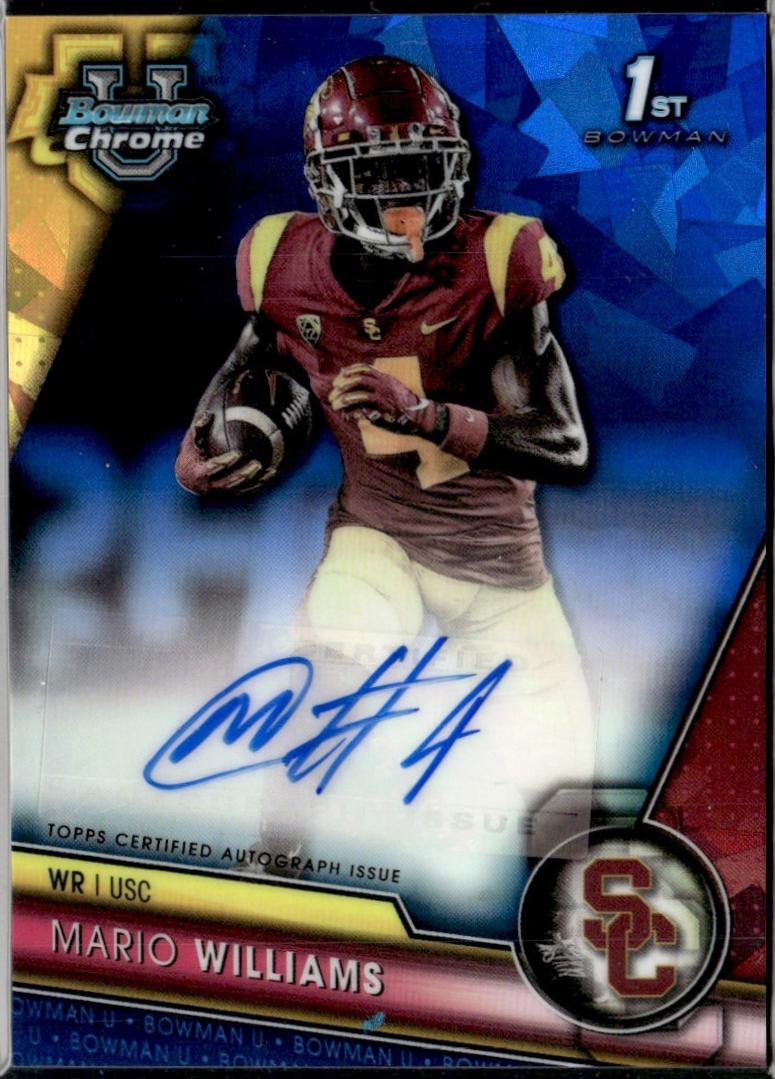 Mario Williams #PA-MWI 2023 Bowman Chrome University Sapphire Prospect Autographs Football