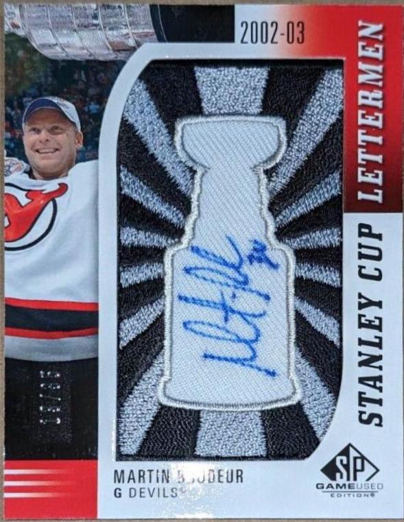 Martin Brodeur #SCL-MB Hockey Cards 2021 SP Game Used Stanley Cup Lettermen Signatures