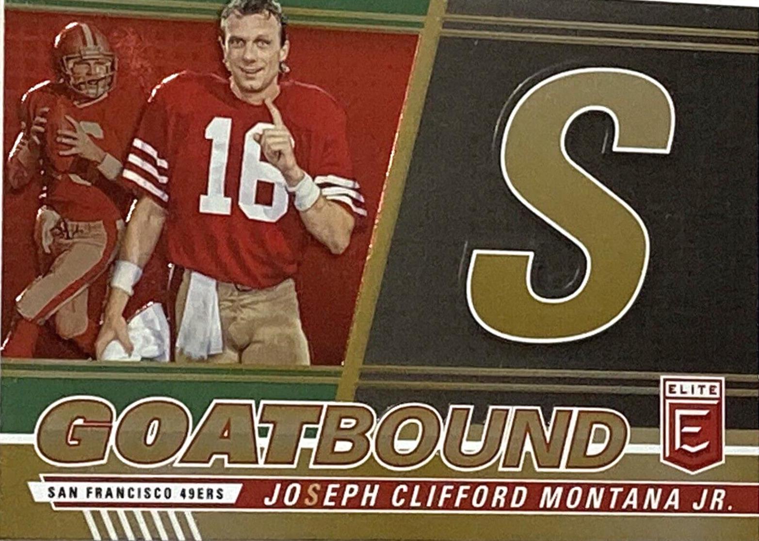 Joe Montana #GB-JM3 Football Cards 2023 Panini Donruss Elite GOATBound