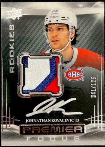 Johnathan Kovacevic #PFPR-JK Hockey Cards 2022 Upper Deck Premier Focus Rookies Auto Patch