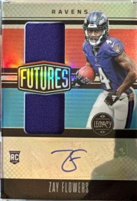 Zay Flowers #FDA-6 Football Cards 2023 Panini Legacy Futures Dual Patch Autographs