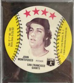 John Montefusco Baseball Cards 1976 Buckmans Discs