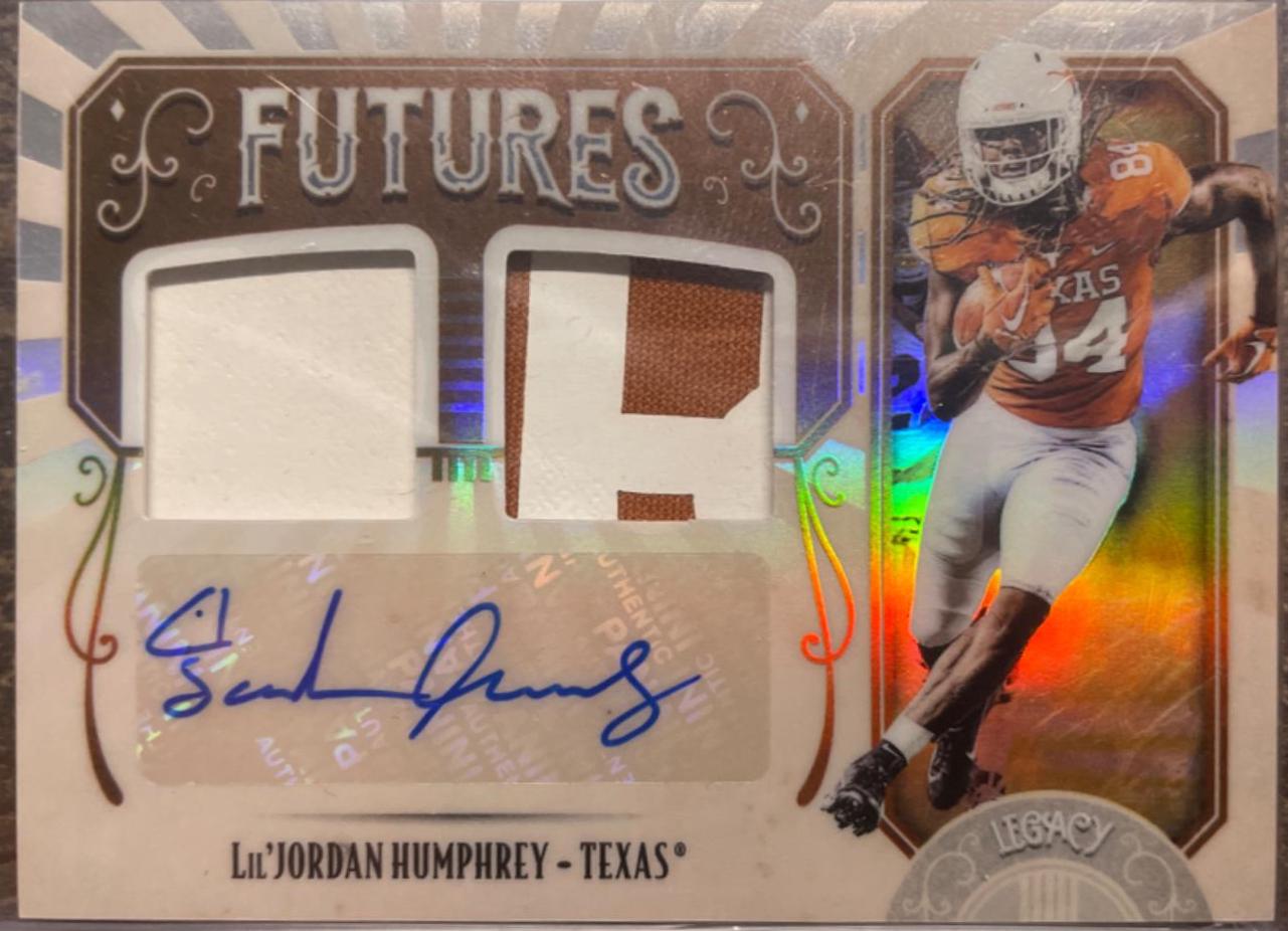 Lil’Jordan Humphrey Football Cards 2019 Panini Legacy Futures Dual Patch Autographs