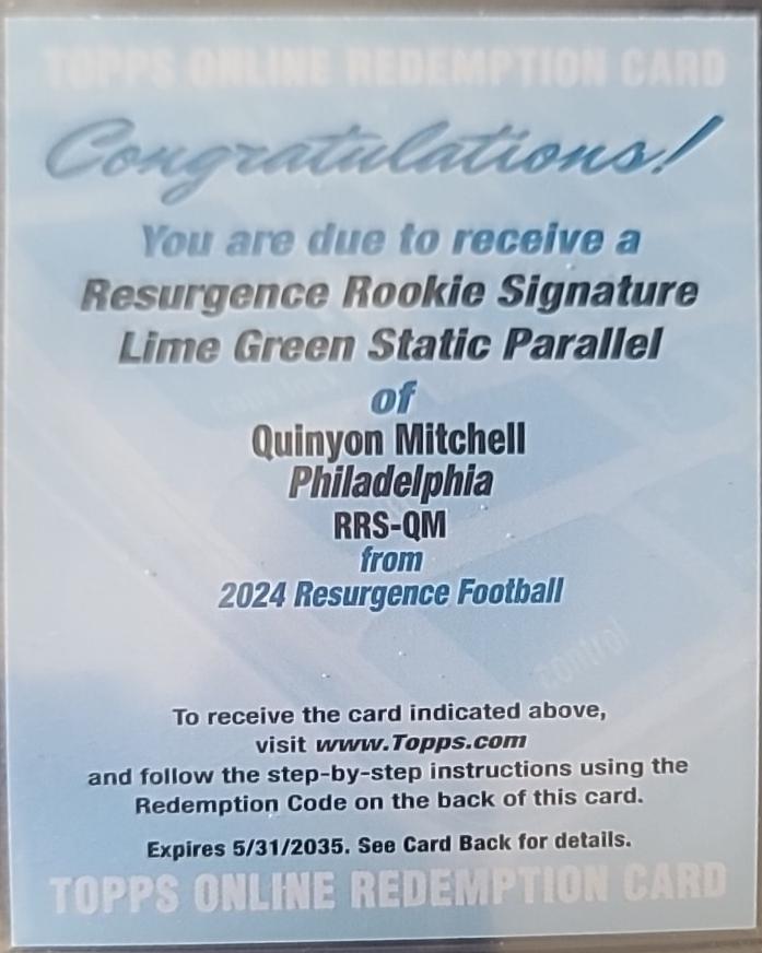 Quinyon Mitchell [Lime Green Static] #RRS-QM