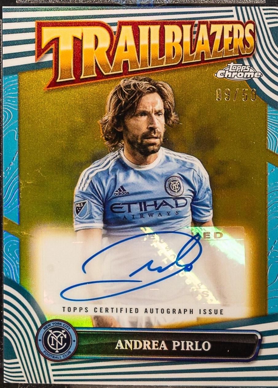 Andrea Pirlo [Gold Refractor] #TA-AP Soccer Cards 2024 Topps Chrome MLS Trailblazers Autograph