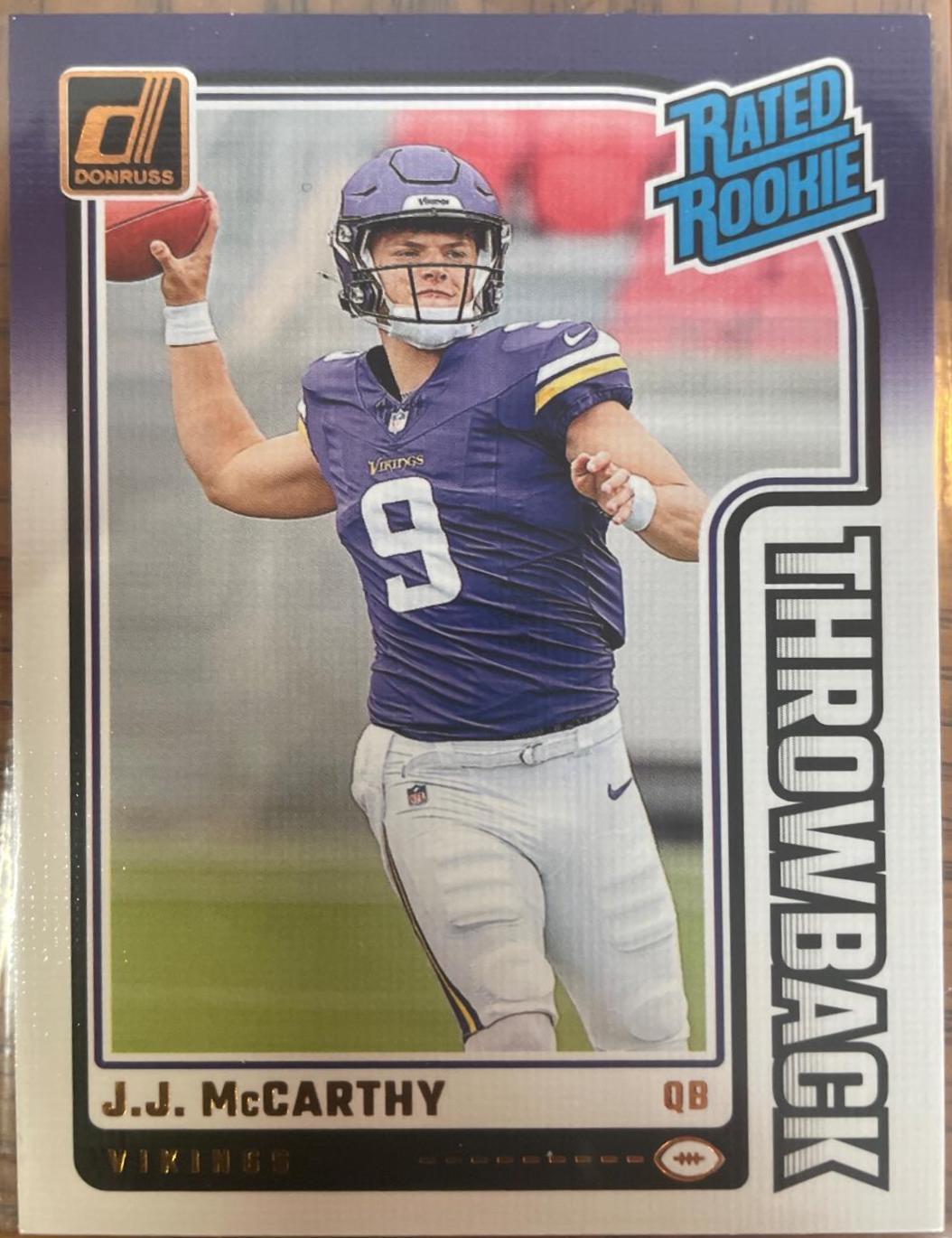 J.J. McCarthy #2 Football Cards 2024 Panini Donruss Throwback