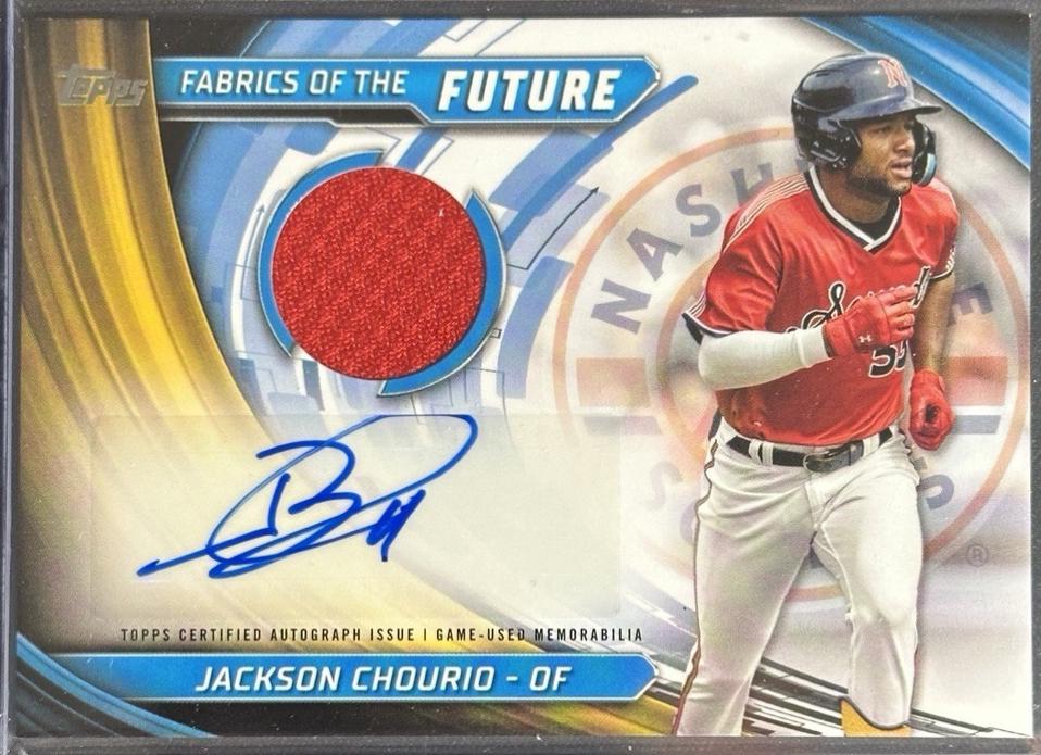Jackson Chourio #FOTF-JC Baseball Cards 2024 Topps Pro Debut Fabrics of the Future Autograph Relic
