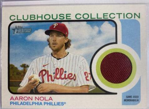 Aaron Nola #CC-ANL Baseball Cards 2022 Topps Heritage Clubhouse Collection Relics