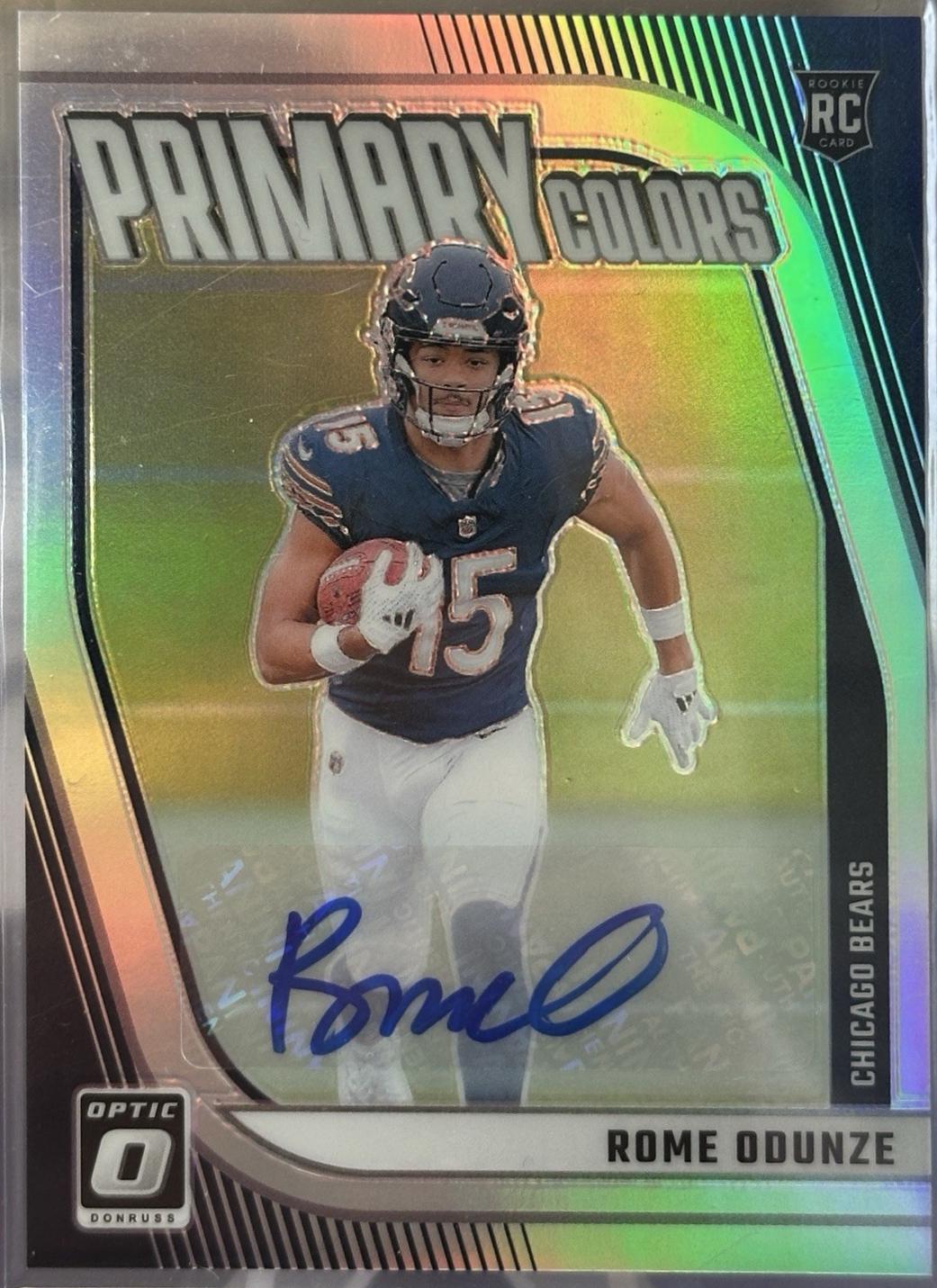 Rome Odunze #16 Football Cards 2024 Panini Donruss Optic Rookie Primary Colors Autograph