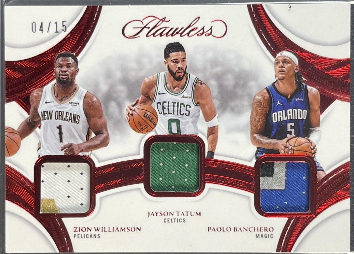 Zion Williamson / Jayson Tatum / Paolo Banchero #26 2024 Panini Flawless Triple Patch Basketball