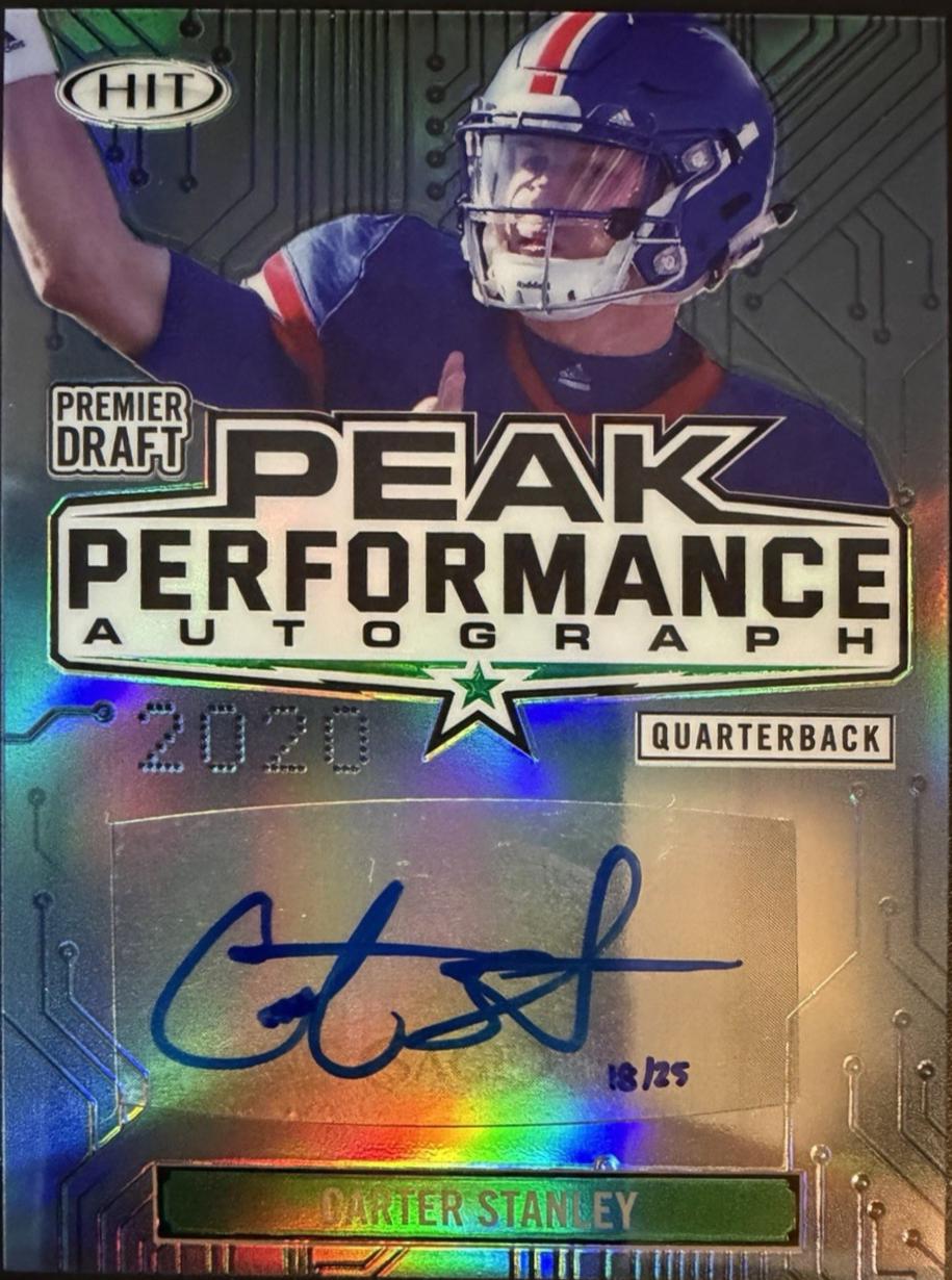 Carter Stanley #PKA-CS 2020 Sage Hit Peak Performance Autograph Football