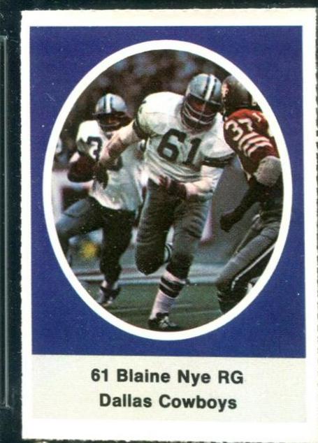 Blaine Nye Football Cards 1972 Sunoco Stamps