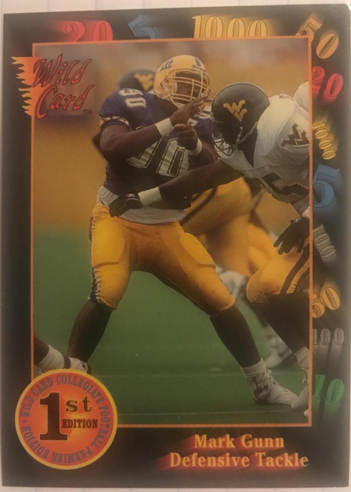 Mark Gunn #97 Football Cards 1991 Wild Card College Draft Picks