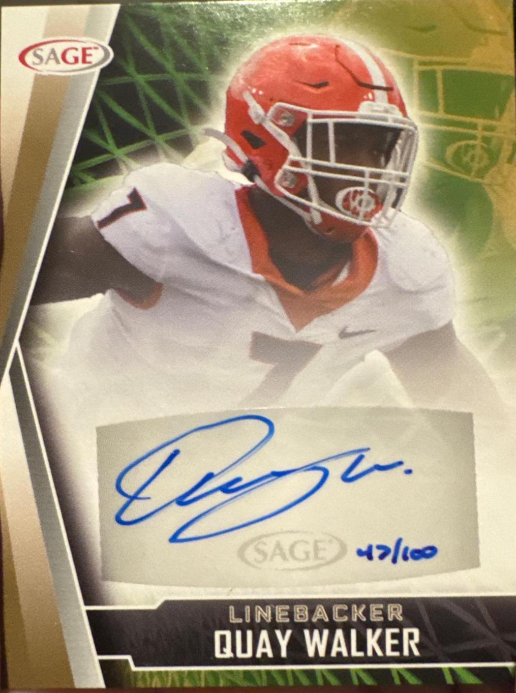 Quay Walker #A-QW Football Cards 2022 Sage Hit Autographs