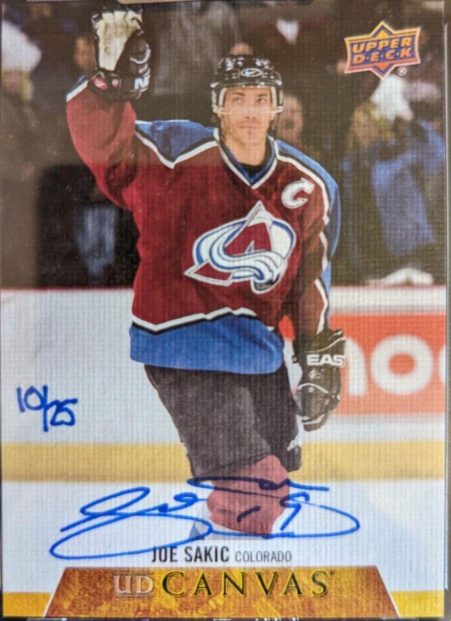 Joe Sakic #CS-JS Hockey Cards 2020 Upper Deck Clear Cut Canvas Signatures