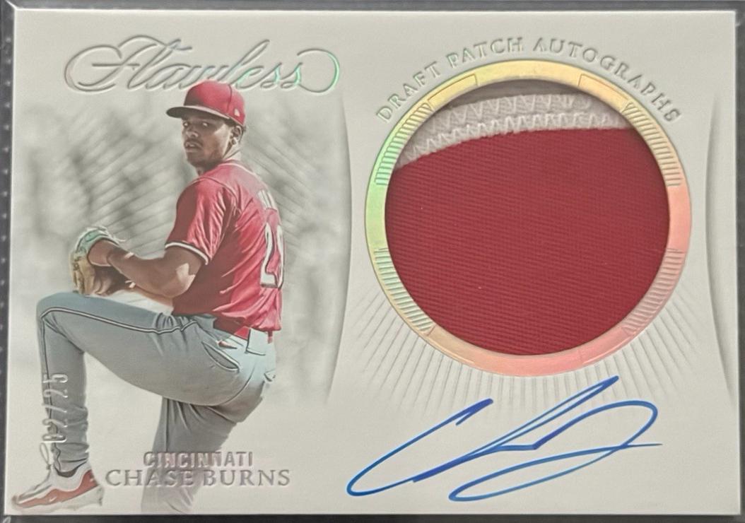 Chase Burns #33 2025 Panini Flawless Baseball Draft Patch Autographs