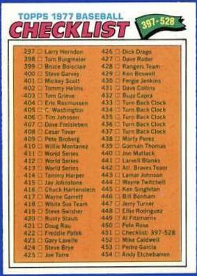 Checklist 265-396 #356 Baseball Cards 1977 Topps