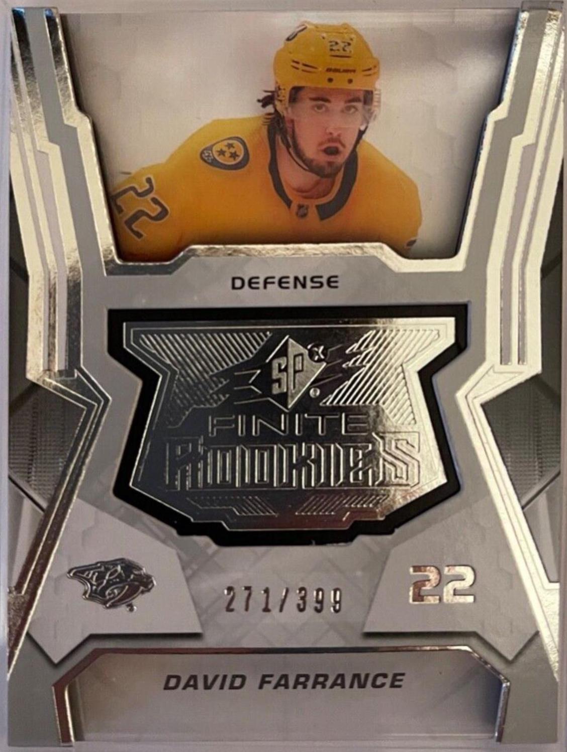 David Farrance #F-11 Hockey Cards 2021 SPx Finite Rookies