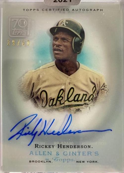 Rickey Henderson #06AGA-RH Baseball Cards 2021 Topps Clearly Authentic Autographs