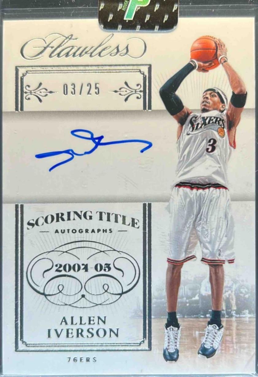Allen Iverson #3 Basketball Cards 2023 Panini Flawless Scoring Title Autograph