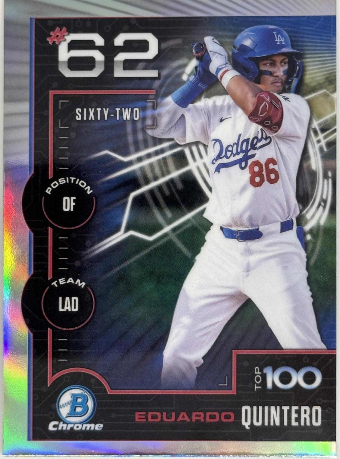Eduardo Quintero #BTP-62 Baseball Cards 2025 Bowman Scouts Top 100