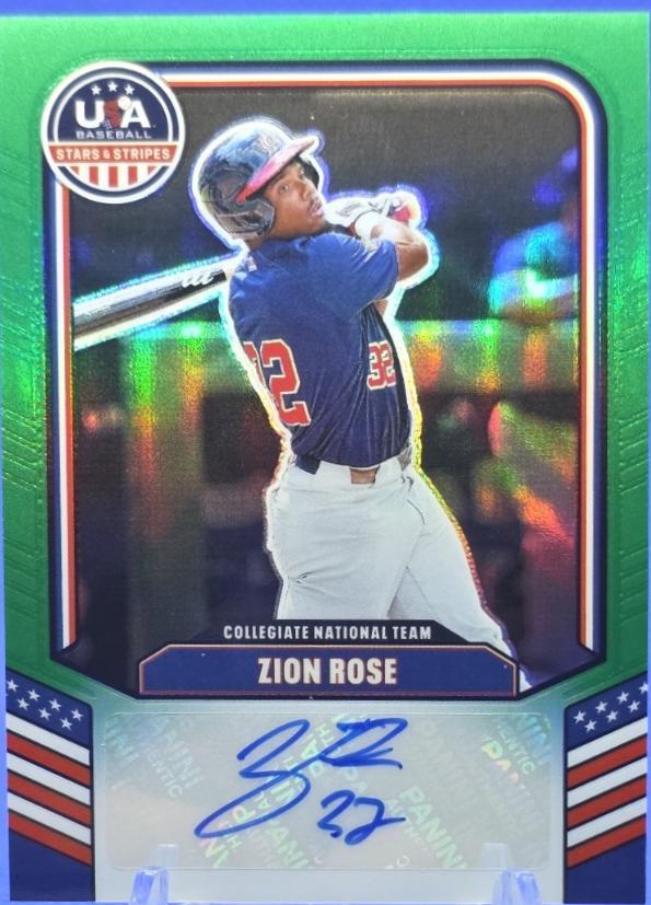 Zion Rose #CNT-ZR 2026 Panini Stars And Stripes Prizm USA Collegiate National Team Signature Baseball