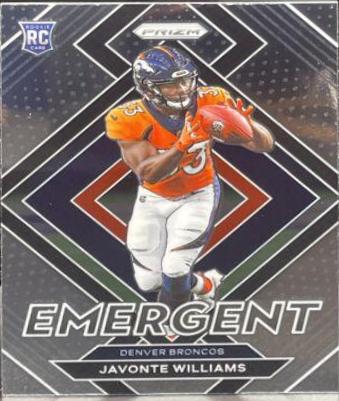 Javonte Williams #E-15 Football Cards 2021 Panini Prizm Emergent